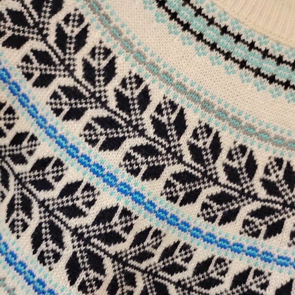 Talbots Fair Isle Wool Blend Crew Neck Sweater Ivory | Size XL Petite - Picture 3 of 8